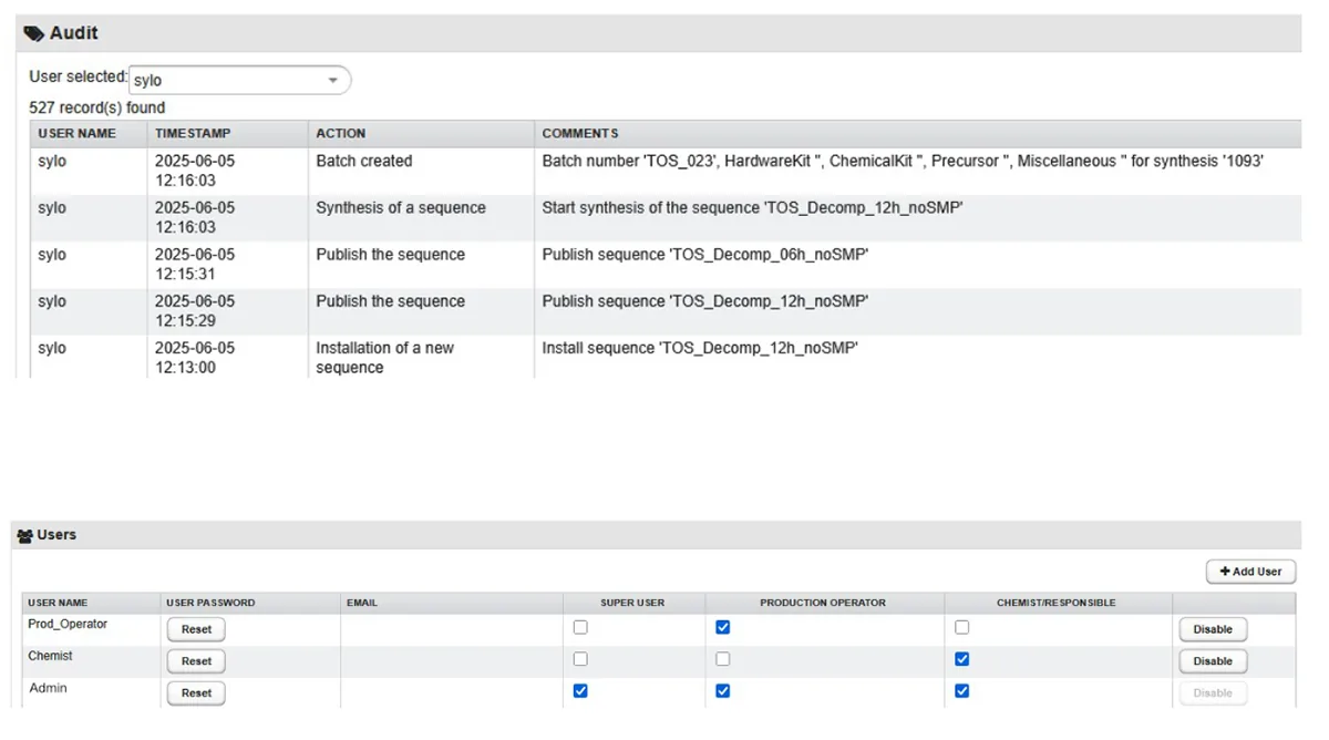 Audit trail screenshot